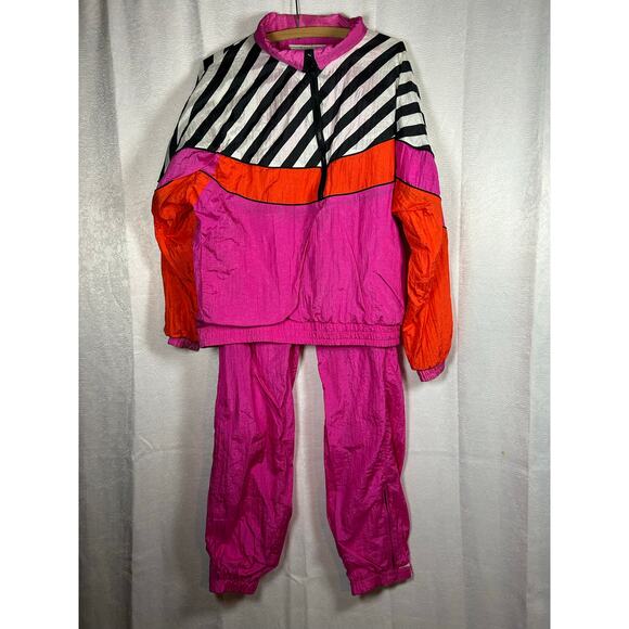 One Resource Vintage 2-Piece Tracksuit Neon Pink & Zebra Print Gorgeous Size M/L - Picture 1 of 9